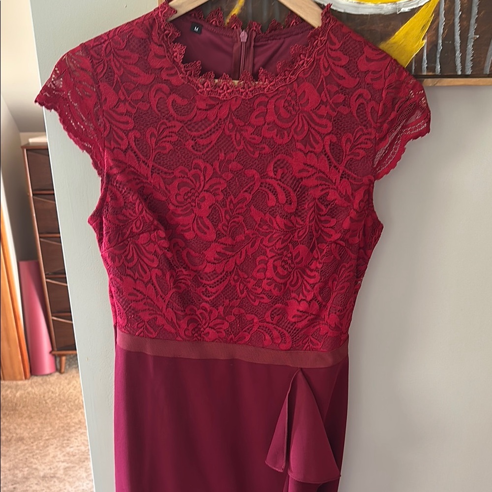 Elegant Burgundy Lace Dress